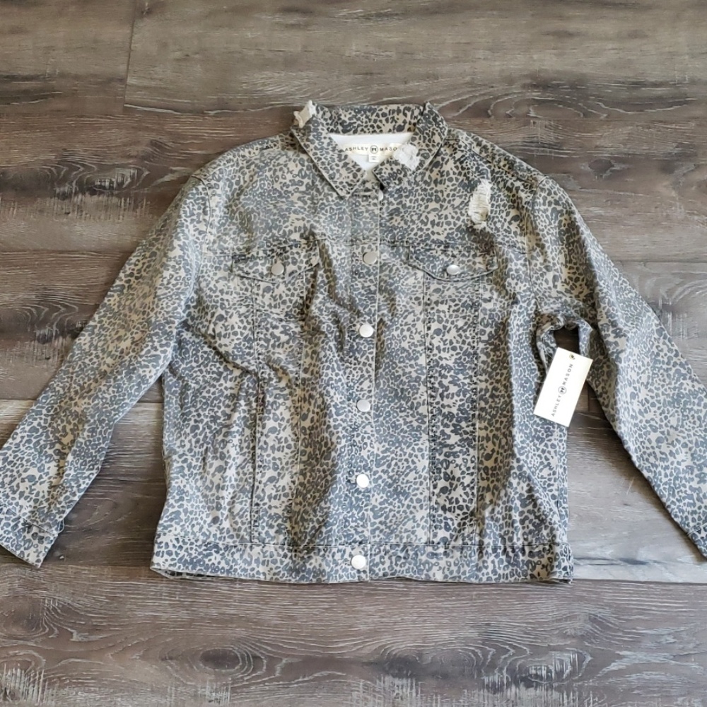 Ashley Mason leopard Jean jacket XL